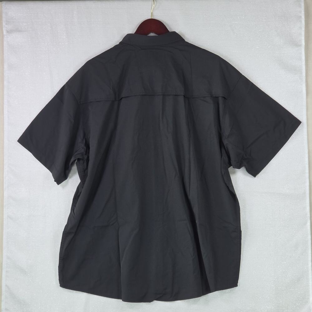 Poncho Men's Black Shirt Regular Fit Short Sleeve Magnetic Pockets Stretch XXL - Picture 6 of 8